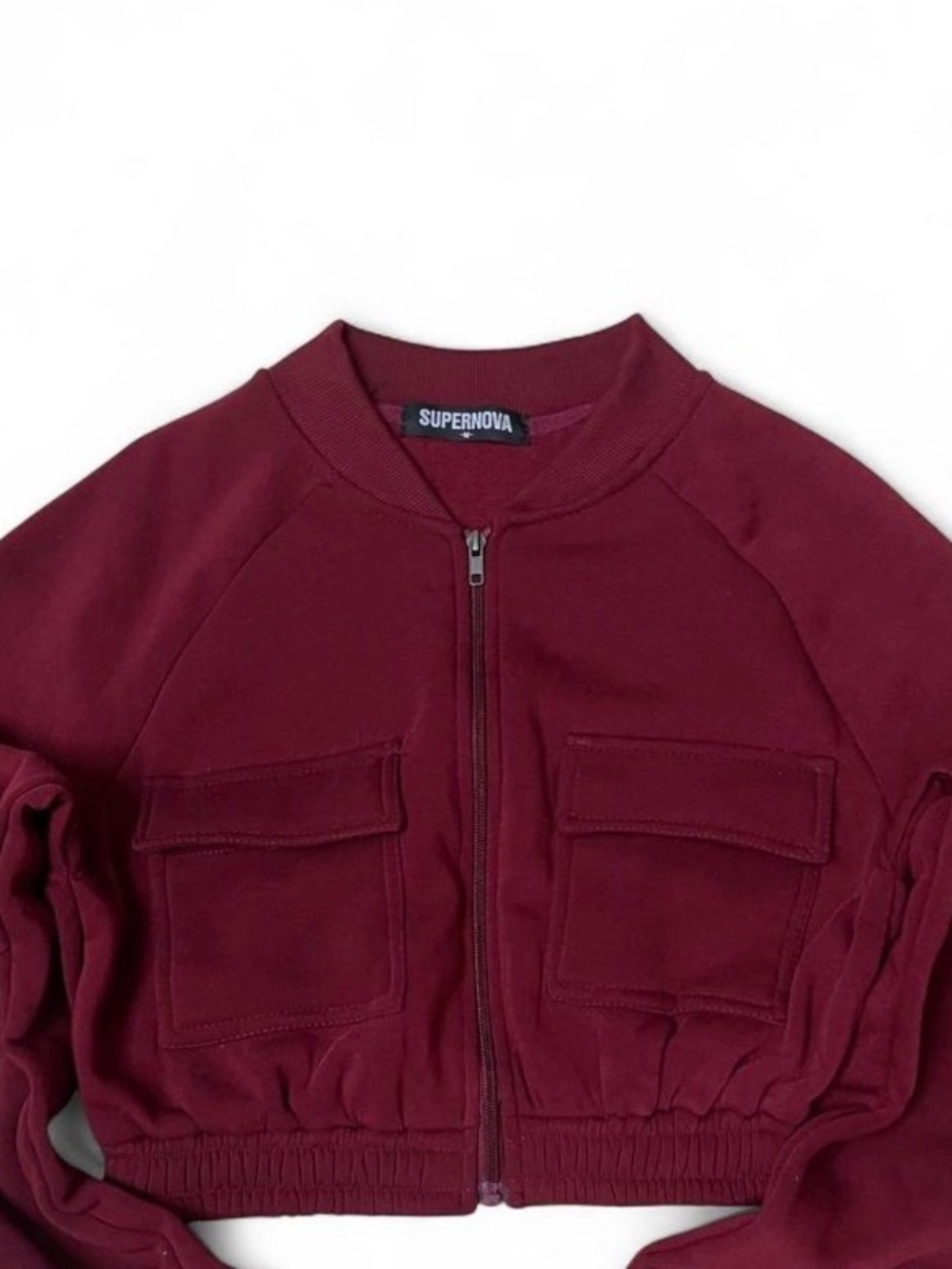 Girls' Maroon Zip-Up Bomber Jacket